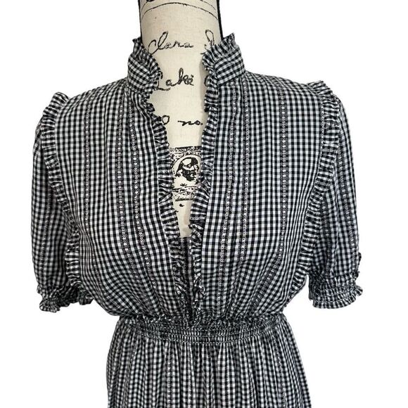 Max Studio Black Gingham Ruffle Tiered Maxi Dress, S - Picture 4 of 11
